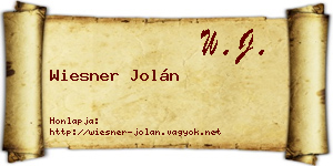 Wiesner Jolán névjegykártya